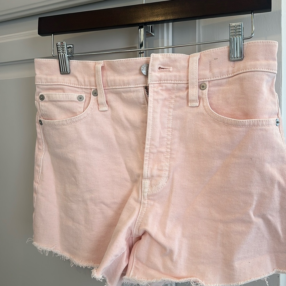 Madewell light pink denim cutoff shorts